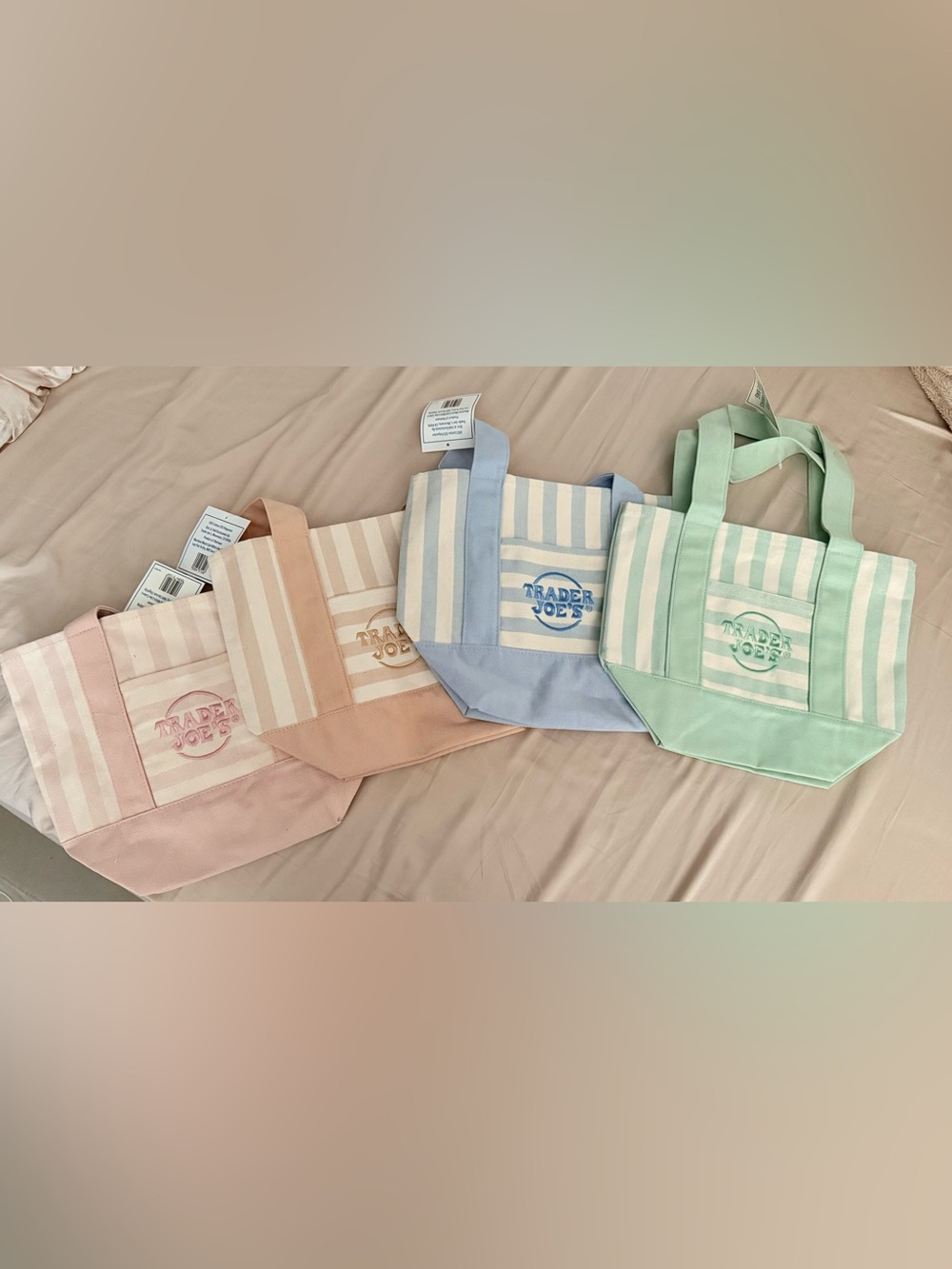 Trader Joe’s Striped Canvas mini Tote Bags